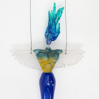 Kjell Engman, a unique "Angels" glass sculpture, Kosta Boda, signed.