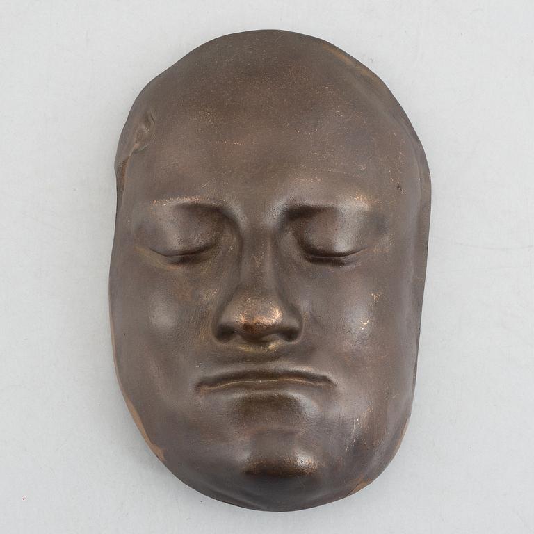 Karl XII's death mask, bronze, probably Finspångs bruk, 20th century.