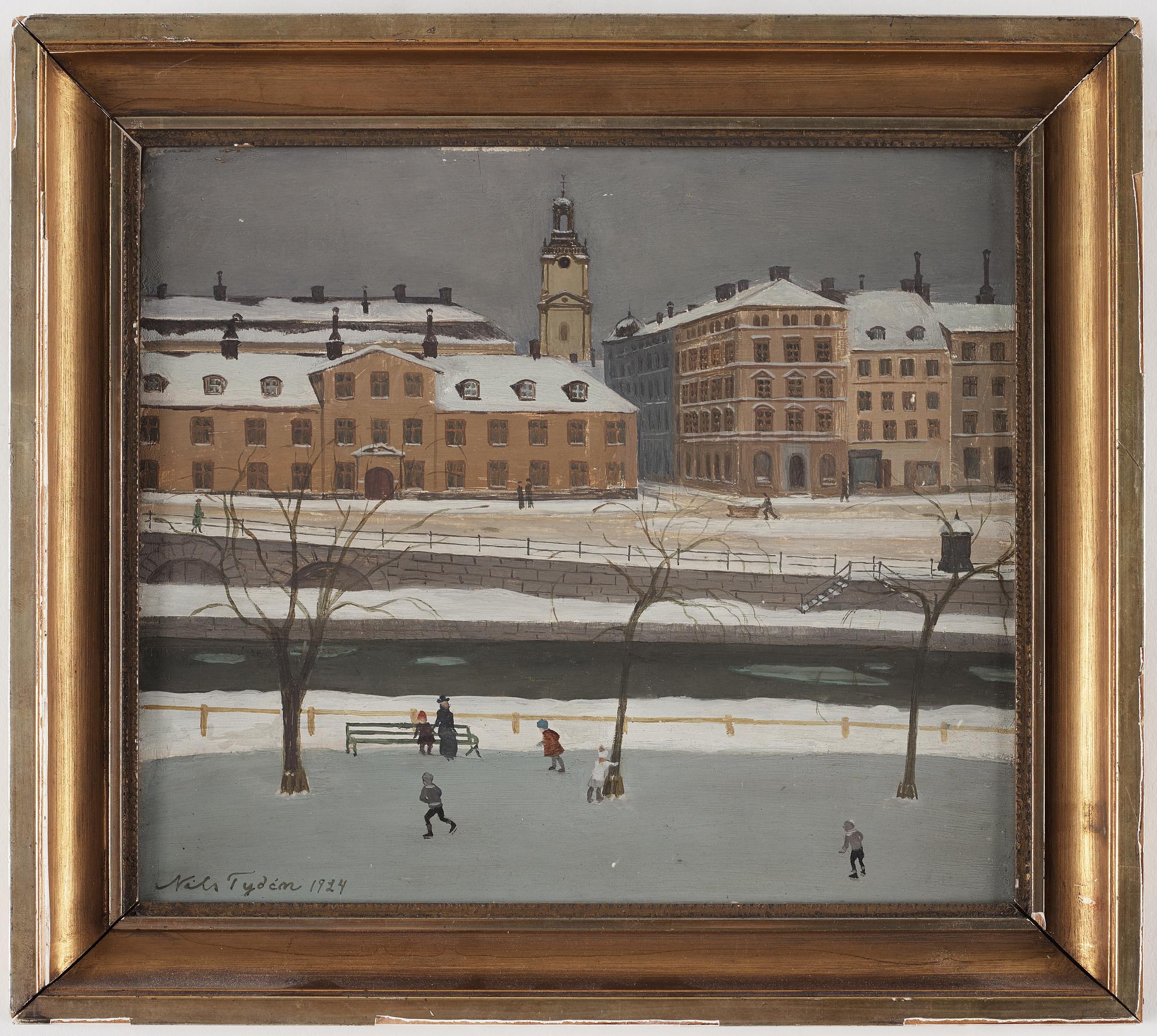 NILS TYDÉN, oil on panel, signed Nils Tydén and dated 1923. "Bergenstråhlska huset".