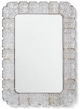 273. Carl Fagerlund, a Swedish Modern cast glass framed mirror, Orrefors ca 1940-50's.