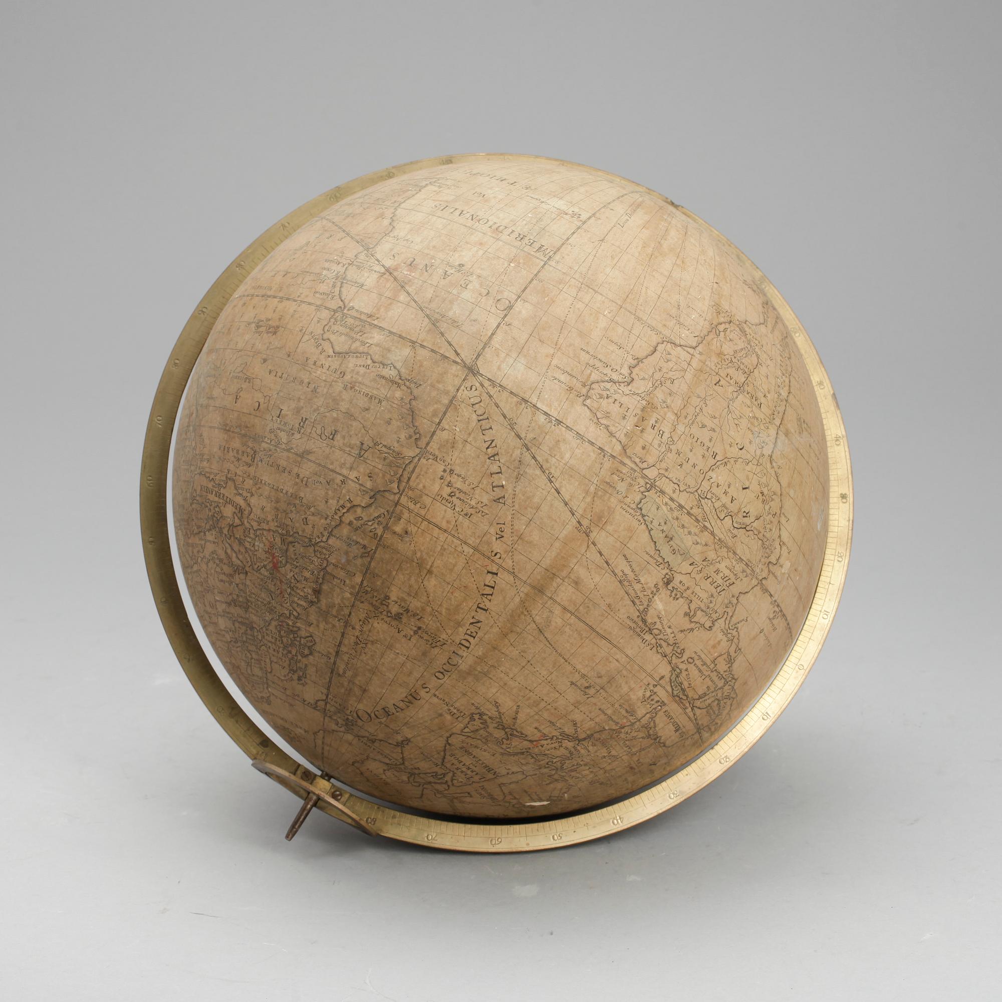 JORDGLOB, Globus terraqueus, märkt A Åkerman 1759, F Akrel 1789, E Åkerland 1804.