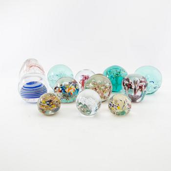 Letter weights 12 pcs 20th century glass.