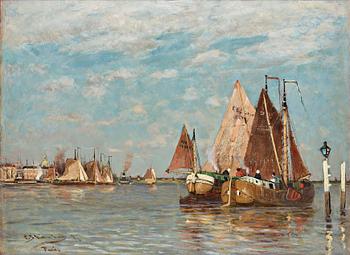 355. Carl Skånberg, "Fiskeskutor, Holland" (Fishing boats, Holland).