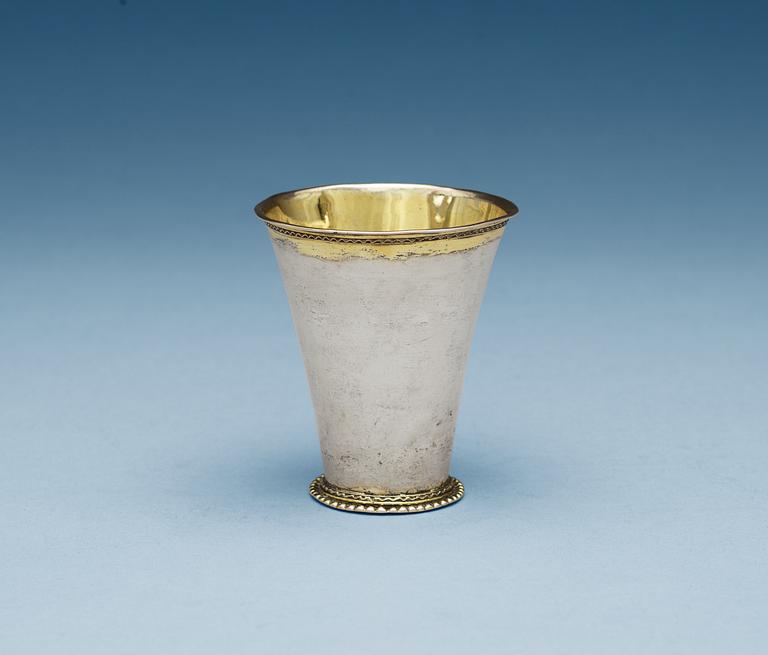 A Swedish 18th century parcel-gilt beaker, makers mark of Niclas Warneck, Karlstad 1742.