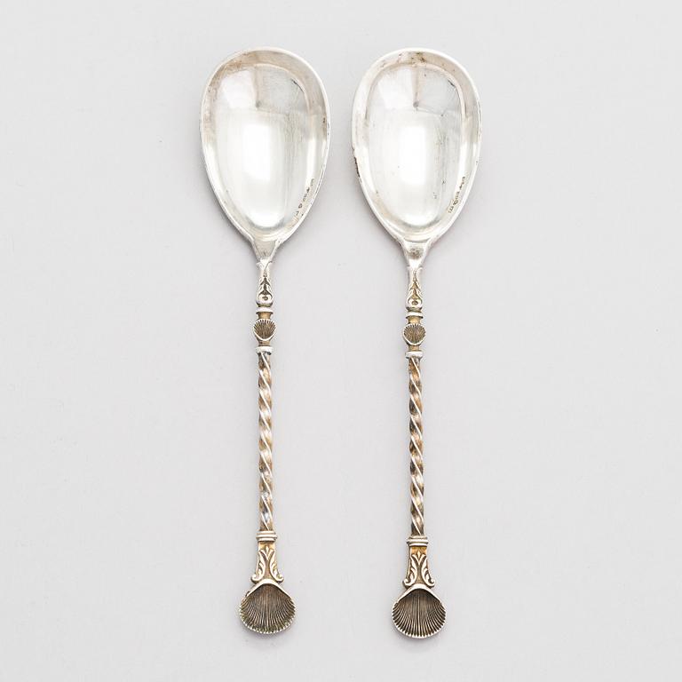 Petter Airaksinen, a pair of silver caviar spoons, Helsinki 1893.