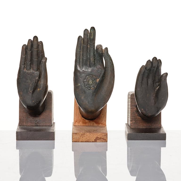 Buddhistiska handställningar, brons. Thailand, 18/1900-tal.