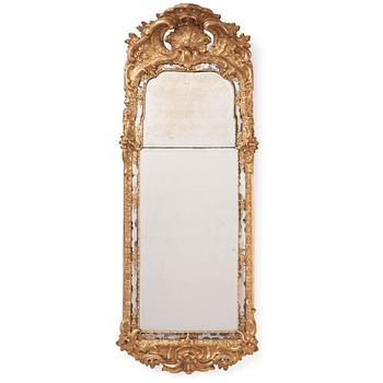 90. A Swedish rococo giltwood mirror, later part of the 18th century.