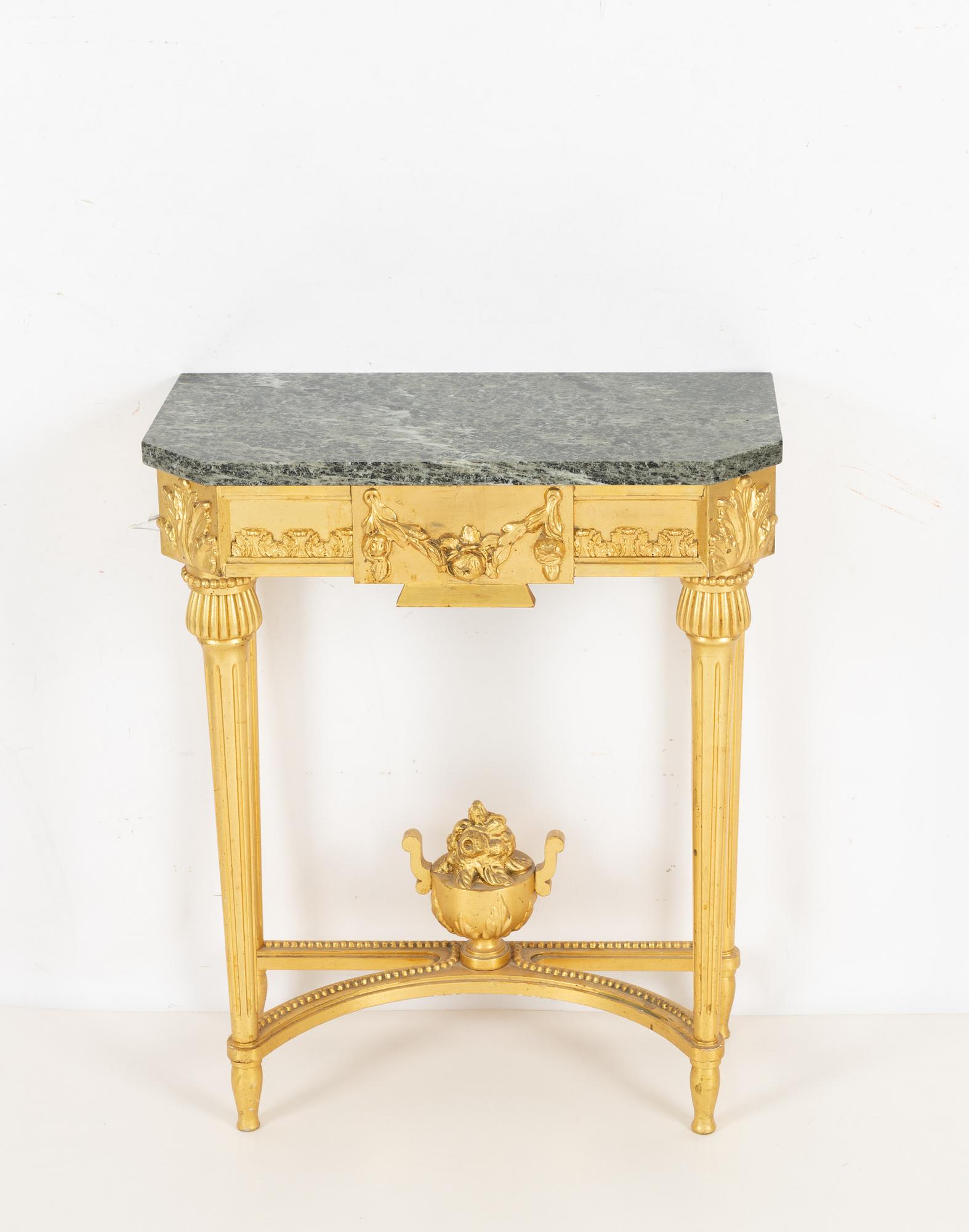 A Gustavian style console table and mirror, mid 20th century.