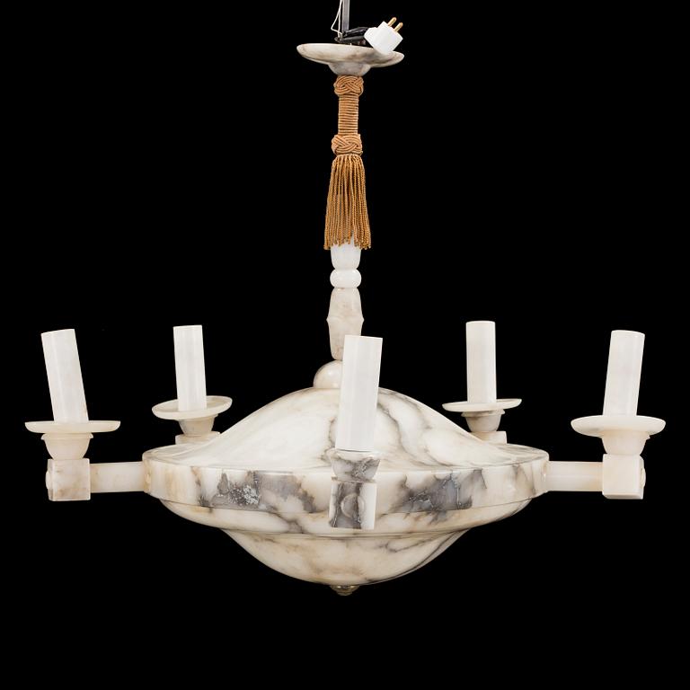 A first half of the 20th century alabaster ceiling lamp.