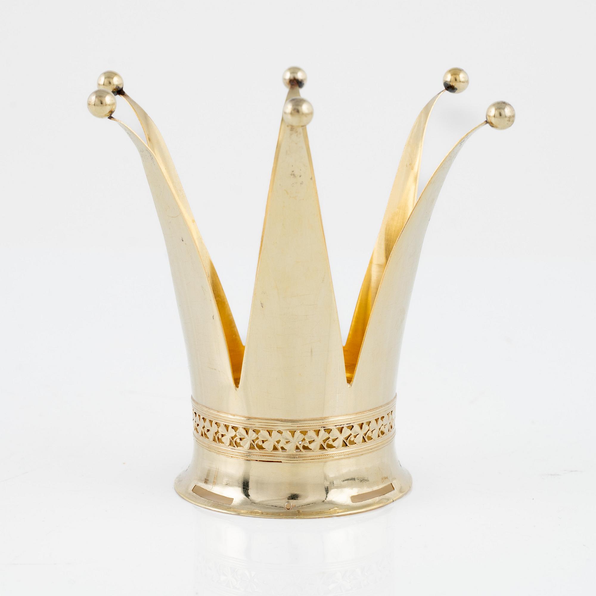 Brudkrona, förgyllt silver, 1940-tal, Sverige.