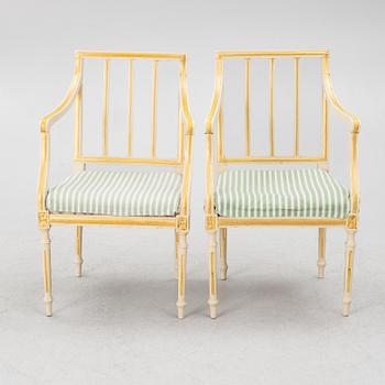 Karmstolar, ett par, gustaviansk stil, 1800-tal.