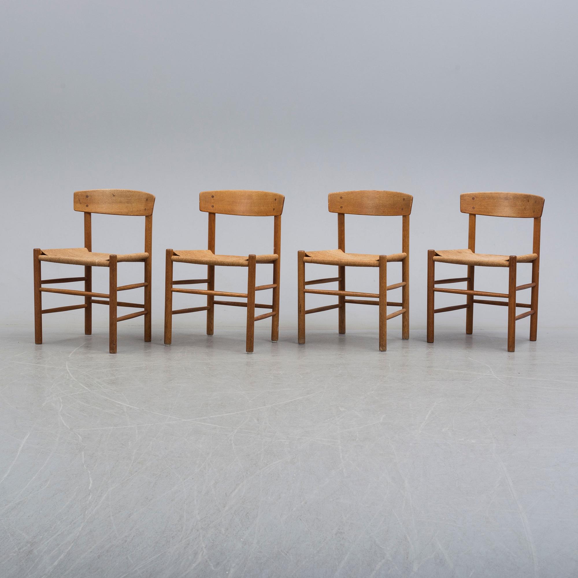BØRGE MOGENSEN, stolar, 4 st, "J-39", FDB möbler, Danmark.