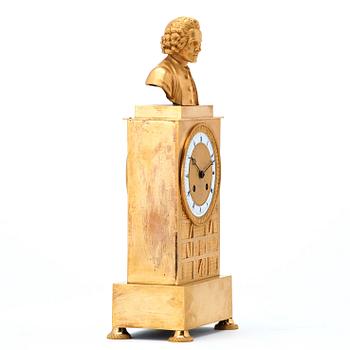 A late Empire first half 19th century gilt bronze mantel clock.