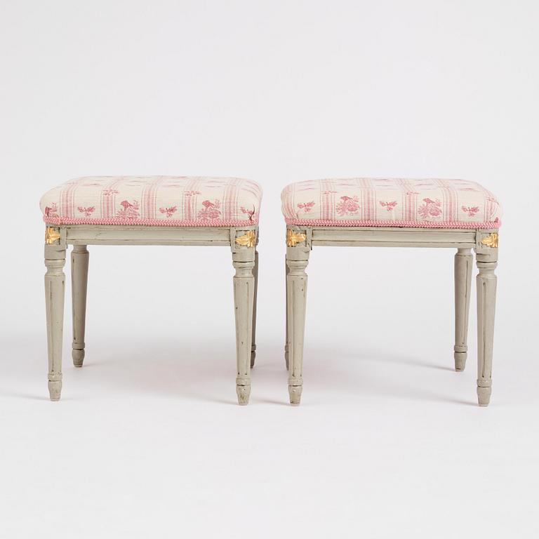 A pair of Gustavian stools, late 18th Century.