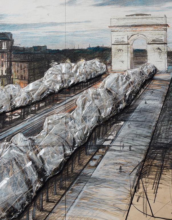 Christo & Jeanne-Claude, "Wrapped Trees, Project for the Avenue des Champs-Elysees and Rond-Pont des Champs-Elysees, Paris".