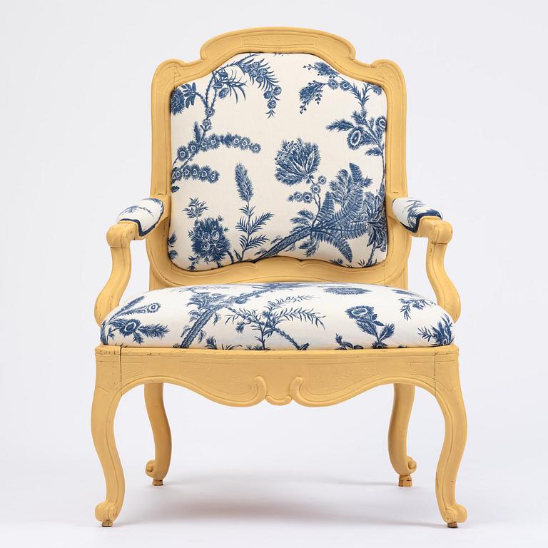A Swedish rococo fauteuil, Stockholm, later part 18th century.