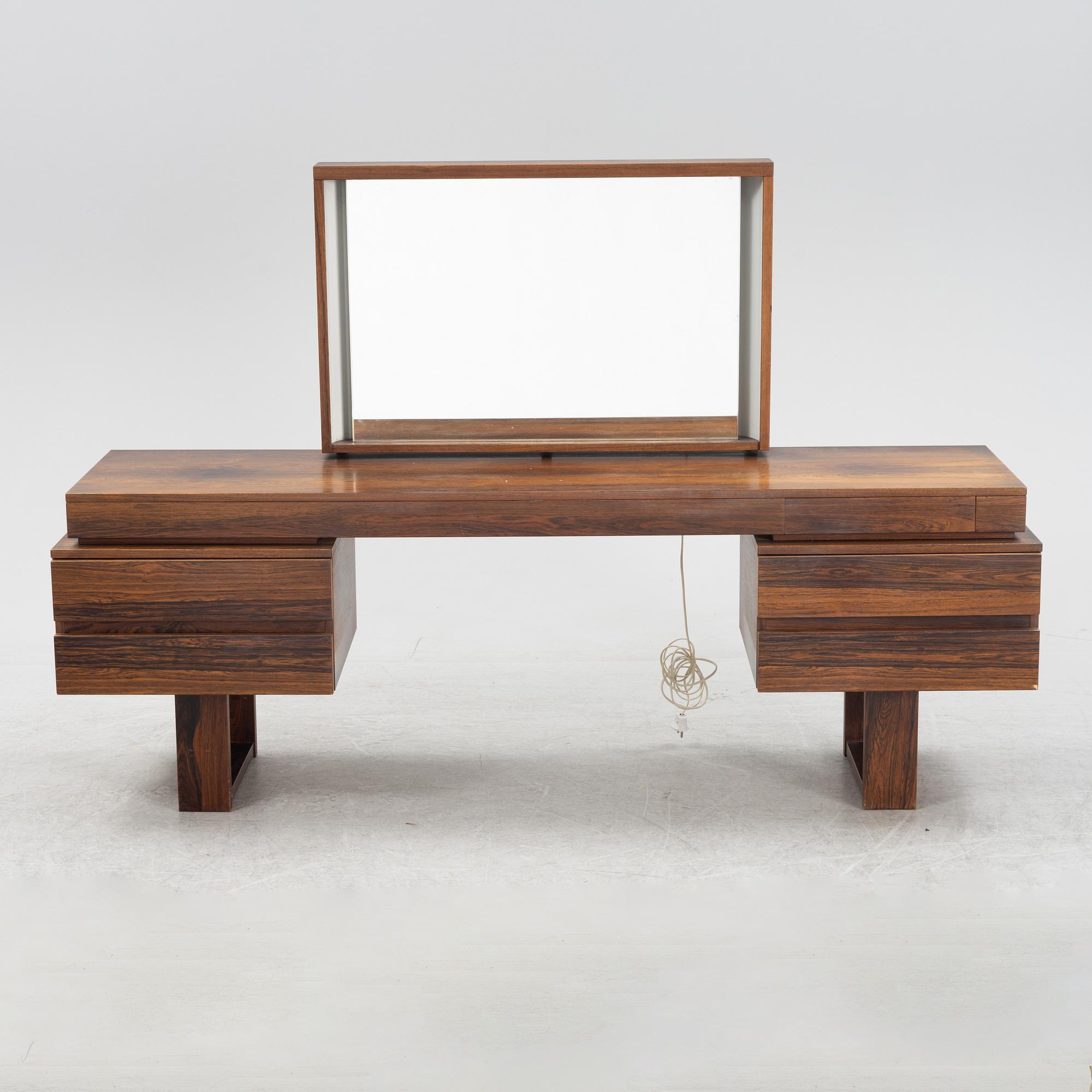 A rosewood veneered dressing table and ottoman, 1960's/70's.