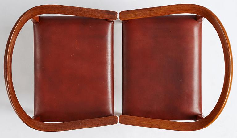 Nanna Ditzel, a pair of armchairs, "model 113", Poul Kolds Savværk, Denmark 1950-60's.