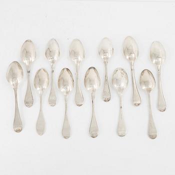 Matskedar, 12 st, silver, Sverige 1800-tal.