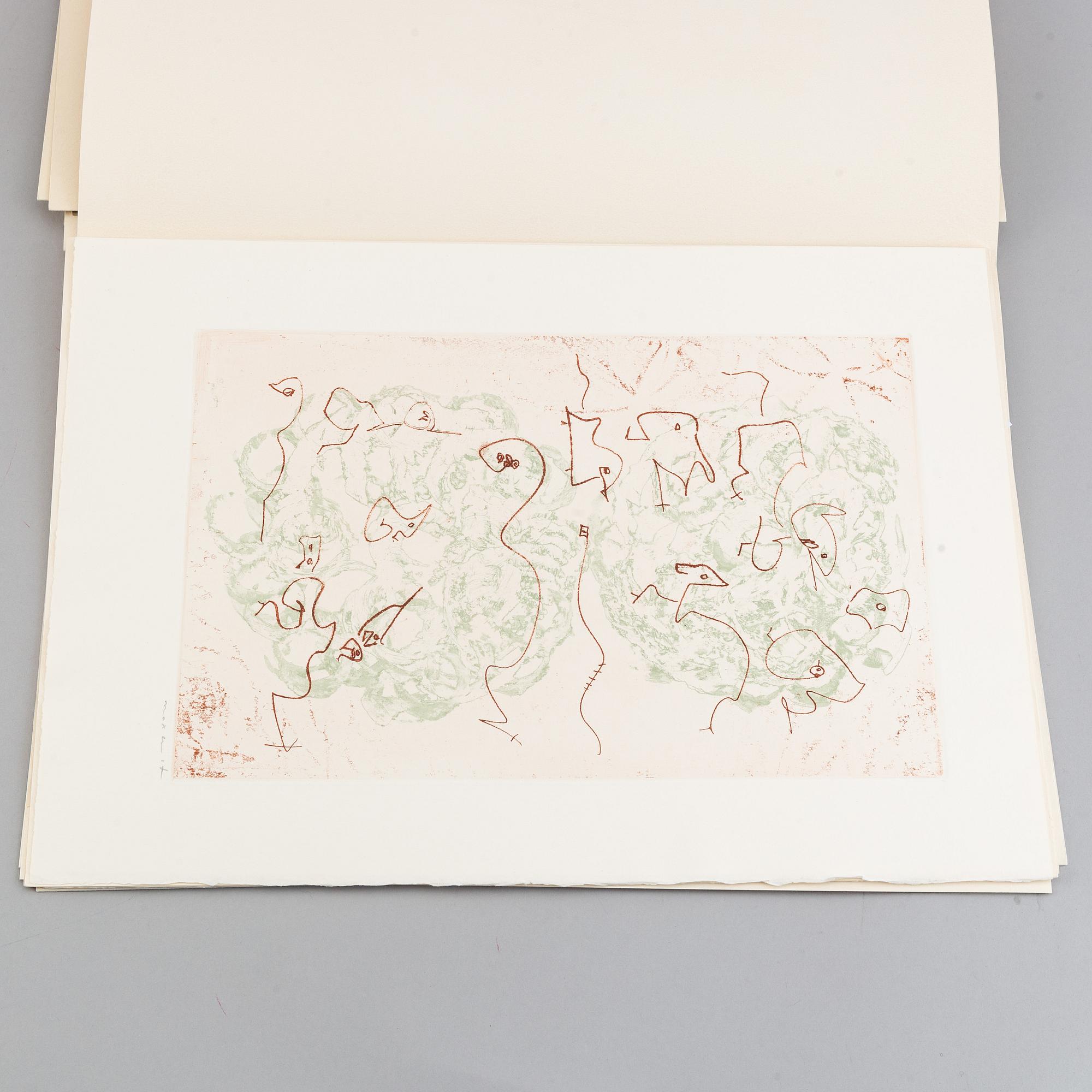 Max Ernst, bok med 2 färgetsningar signerade med blyerts. Samt 26 offsetlitografier.