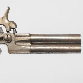 Percussion pistol, double-barrelled, signed A Sjöberg, Linköping, (Axel S. active 1766-1834).