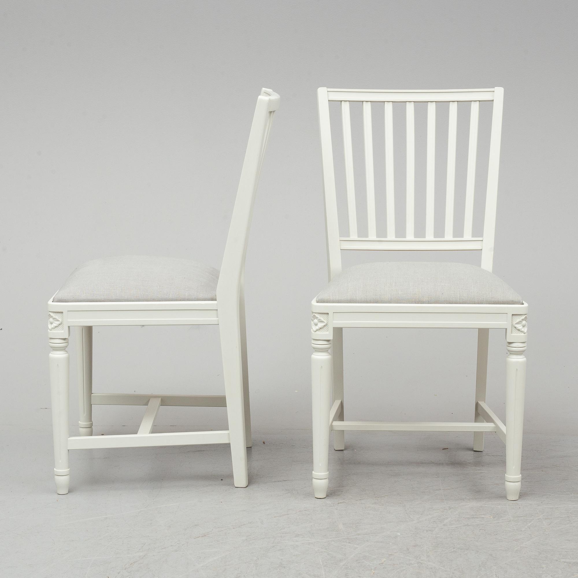 Four gustavian style chairs, late 20th century.