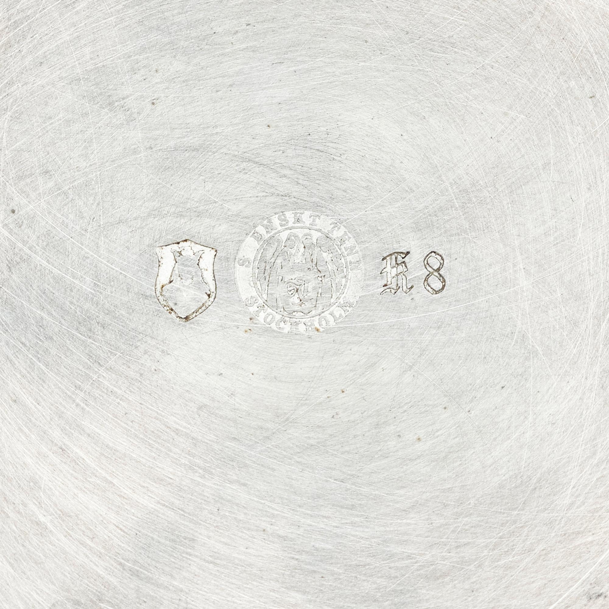 Nils Fougstedt, & Estrid Ericson, a pewter lidded bowl with an onyx finial, Svenskt Tenn, Stockholm 1936.