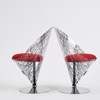 Verner Panton, "Cone chairs", 1 par, nr. 22 & 23, modell "VP 01 typ C”, Polythema, 1994.