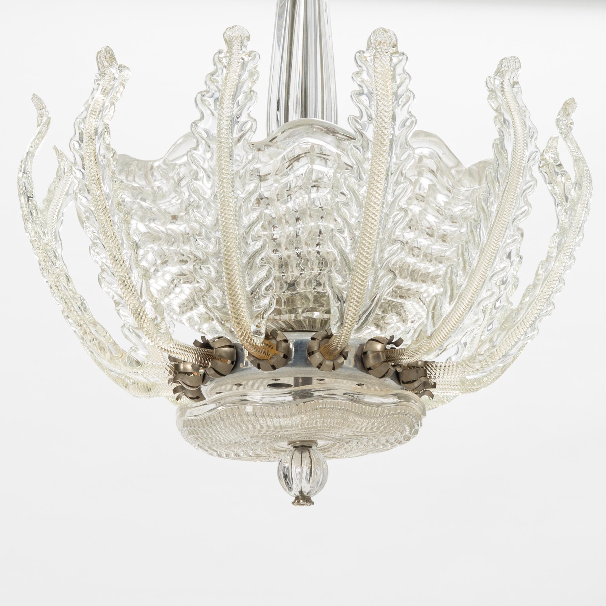 Carl Fagerlund, a glass ceiling lamp, Orrefors, 1940s.