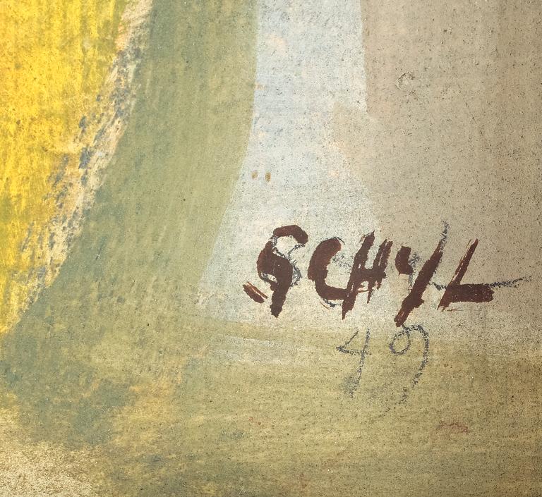 JULES SCHYL, olja på pannå, sign o dat 49.