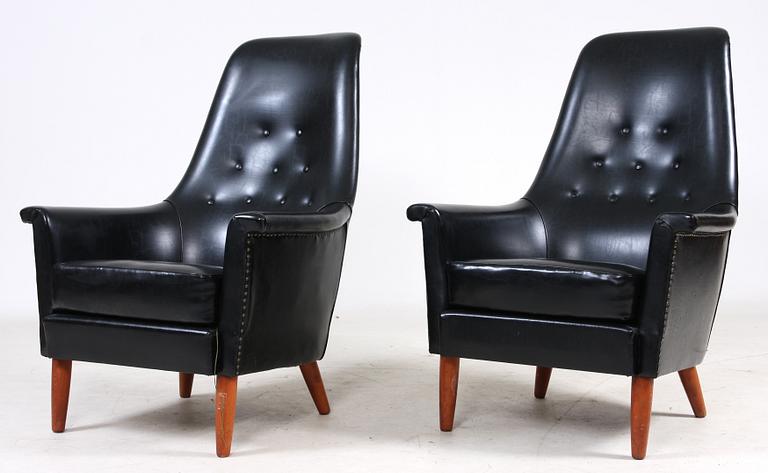 FÅTÖLJER, ett par, Ferdinand Lundqvist, omkring 1900-talets mitt.