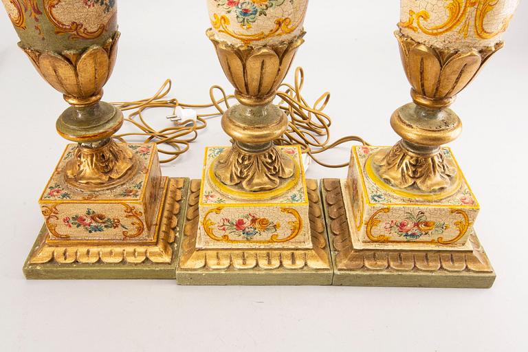 Bordslampor, 3 st, Paoletti, Florens Italien, 1900-talets andra hälft.