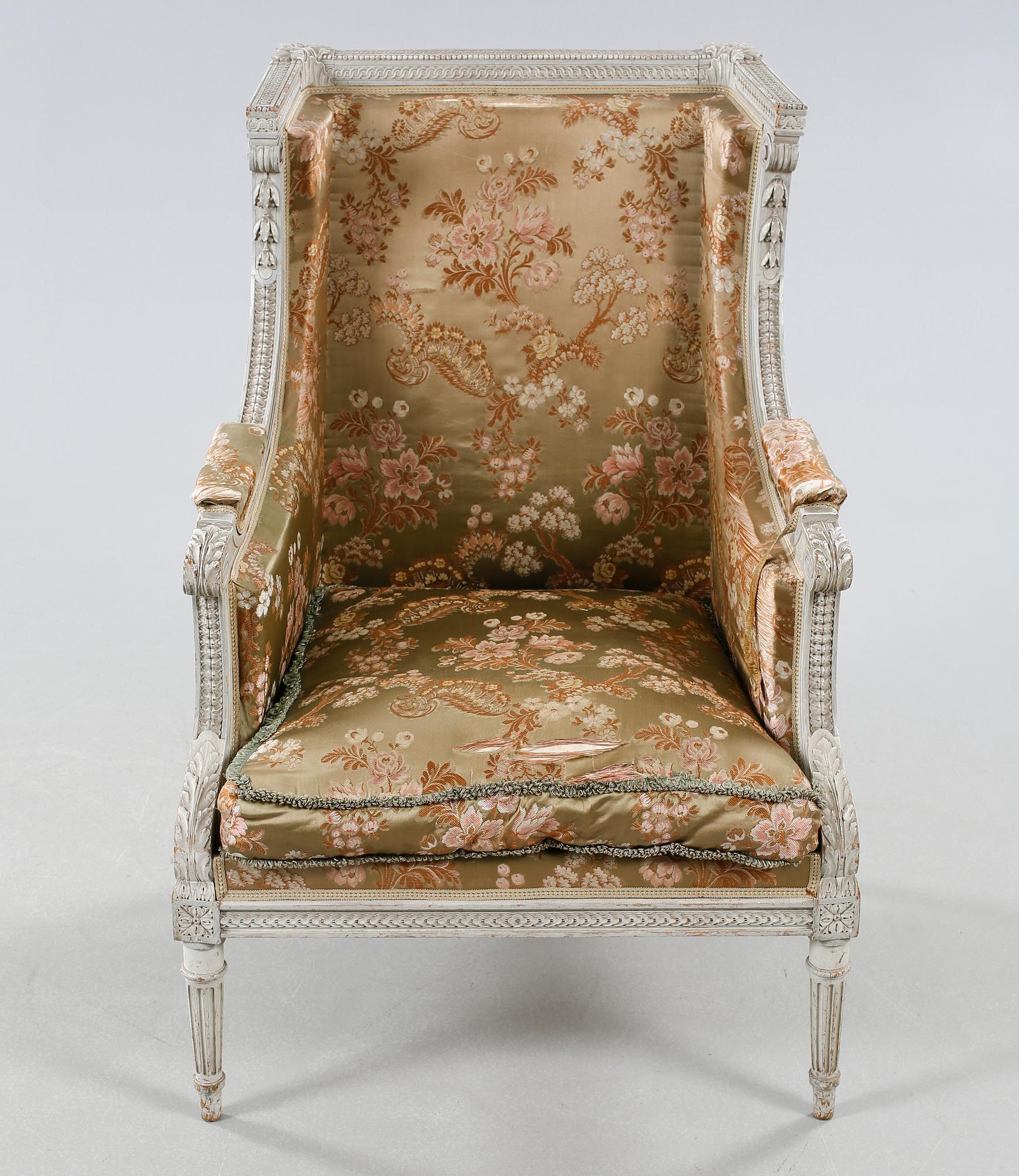 A Louis XVI style bergère, early 20th century.