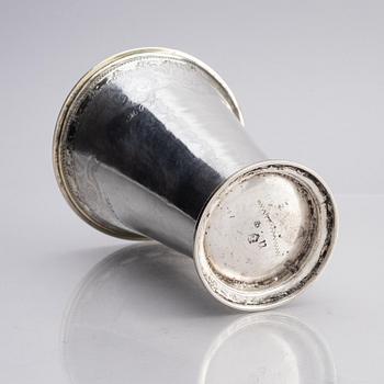 A Sqwedish 18th century parcel-gilt silver beaker, mark of Henrik Jakob Losch, Stockholm 1749.