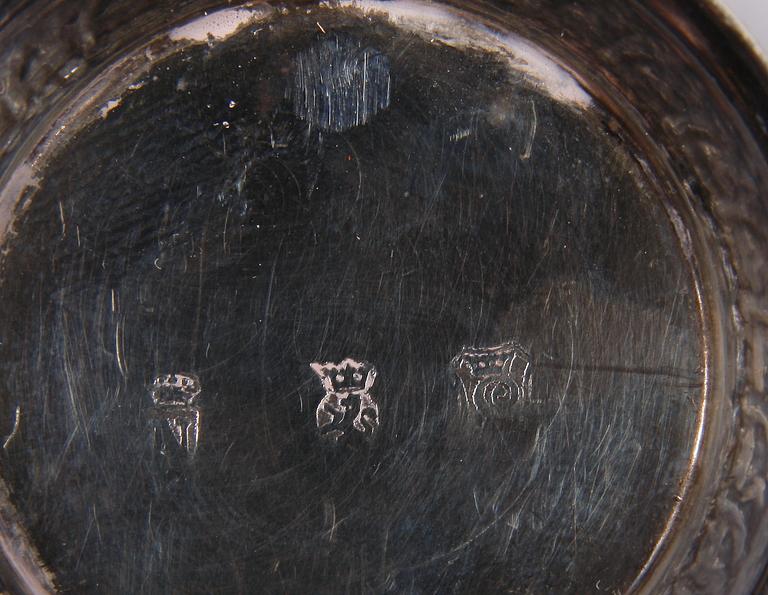 SALTKAR, ett par, silver, empire. Troligen Nederländerna, 1800-tal.