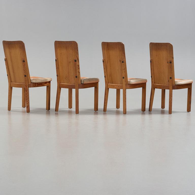 Axel Einar Hjorth, a set of four 'Lovö' stained pine chairs, Nordiska Kompaniet, Sweden 1930's.