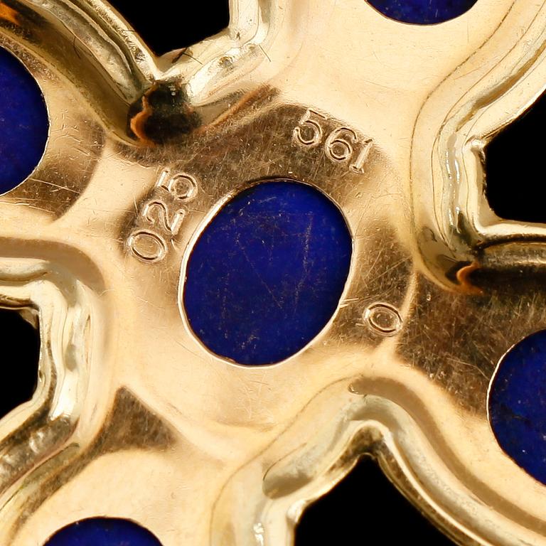 HÄNGE, 18 k guld, lapis lazuli. Total vikt ca 13 g.