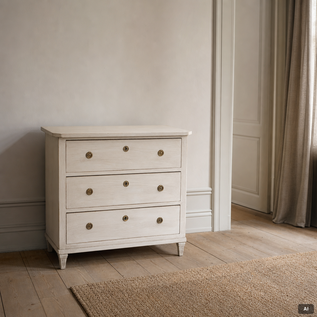 A Gustavian style chest of drawers, second half of the 20th century.