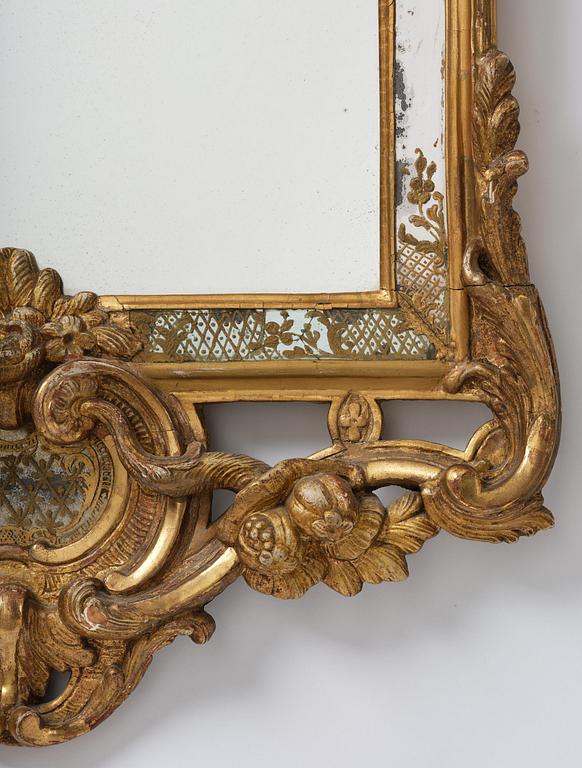 A rococo giltwood mirror, Stockholm, later part 18th century.