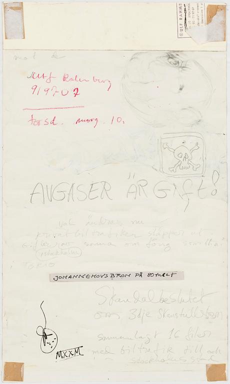 ULF RAHMBERG, Mixed media and collage, signed with monogram and dated MXXM verso.