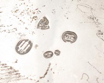 SOCKERRUSKOR, 3 st, silver, Danmark 1920. Tot vikt ca 533 g.