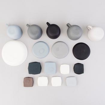 NATHALIE LAUTENBACHER, 'Linum' porcelain tableware and small plates, totally 26 pieces, signed and dated. Around 2010.