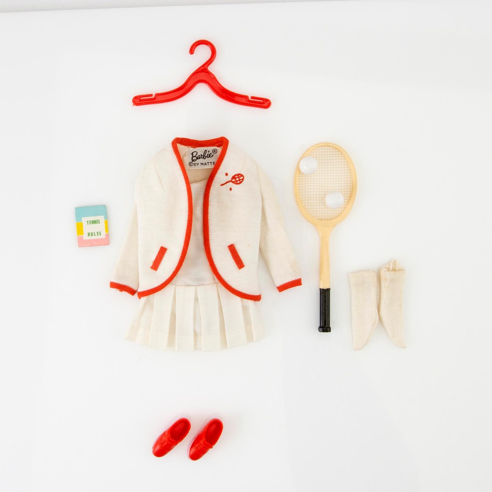 Barbie clothes 5 sets. Vintage including "American Airlines stewardess" Mattel 1960s. "Tennis anyone?" Mattel 1960s.