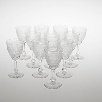 LARS KJELLANDER, Kosta, likörglas 11 st, "Tre rosor".