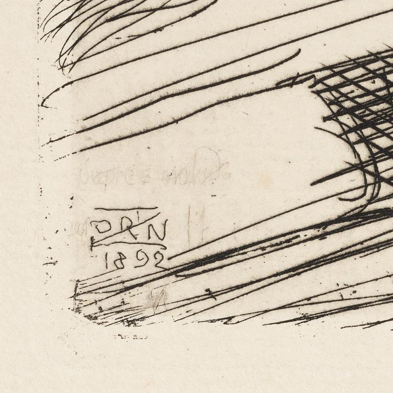 Anders Zorn, etching, 1892, signed in pencil.