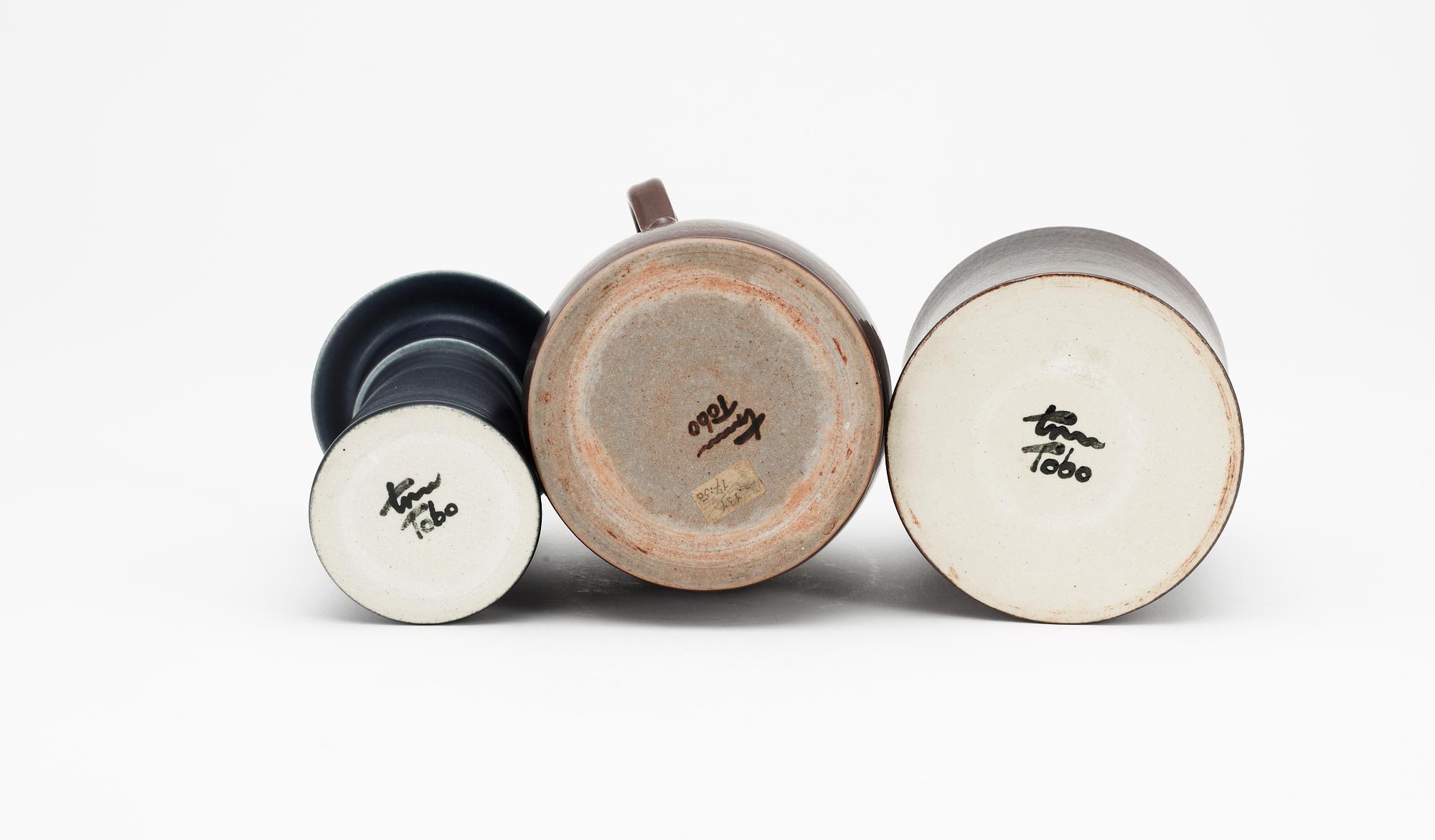 A set of three Erich and Ingrid Triller stoneware vases, Tobo.