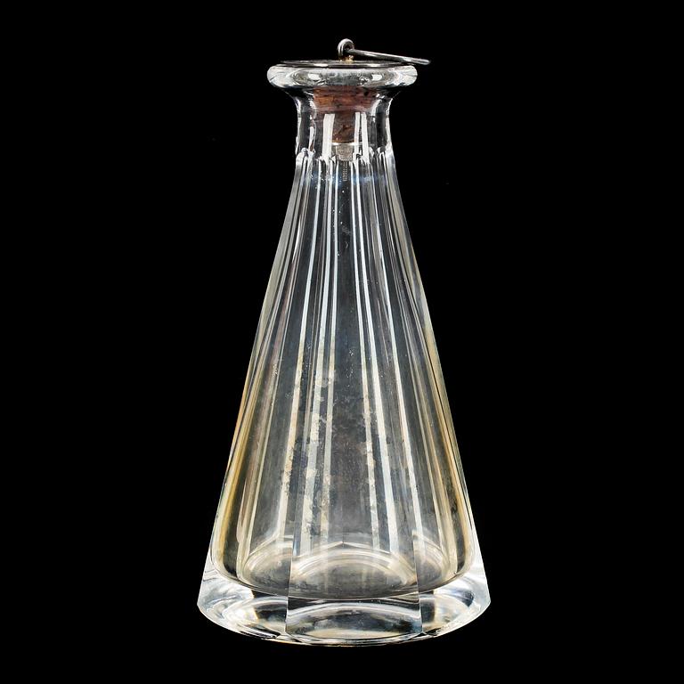 FLAKONG, glas och silver, proppen stämplad Wiwen Nilsson, Lund. 1953.