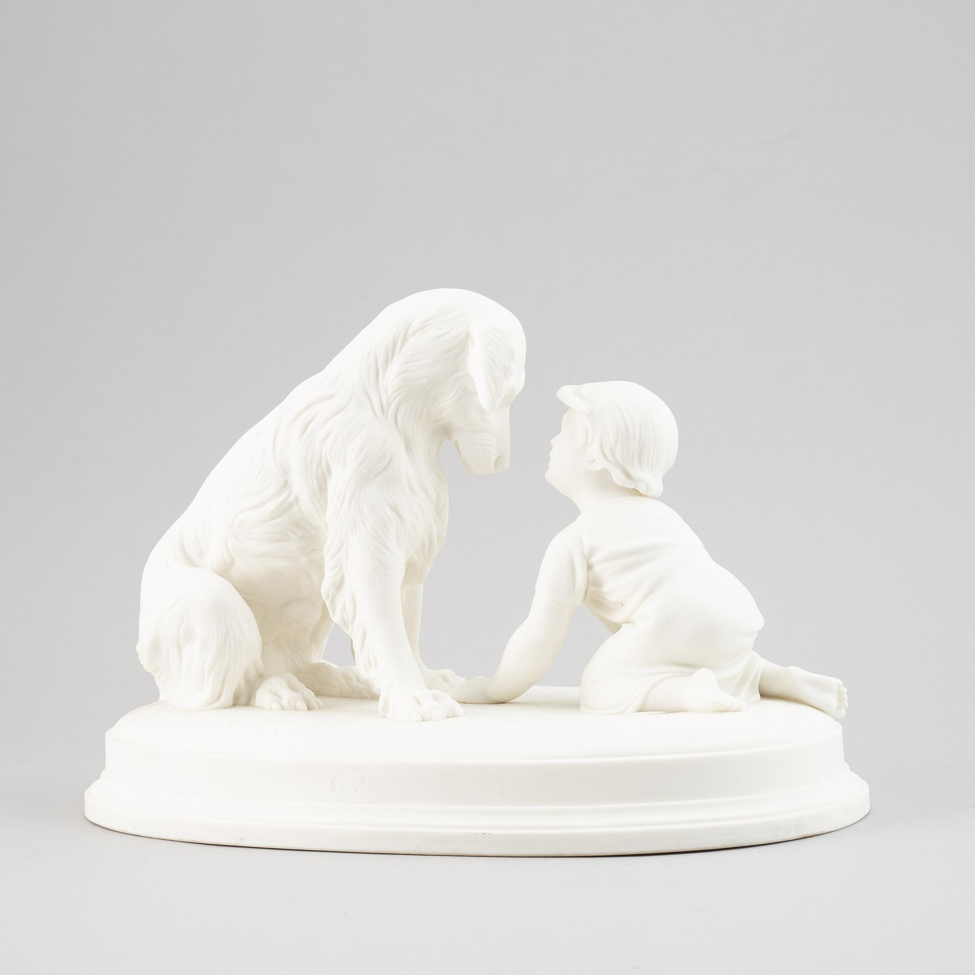 SKULPTUR, parian, stor modell, "Kan du inte tala" Gustavsberg, 1900-tal.