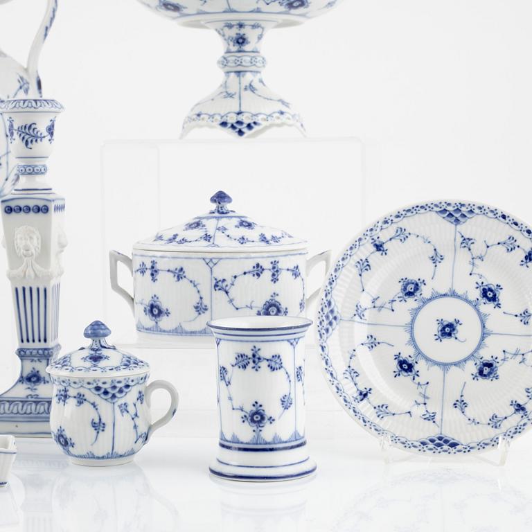 39 porcelain pieces of a 'Musselmalet' service, Royal Copenhagen, Denmark.