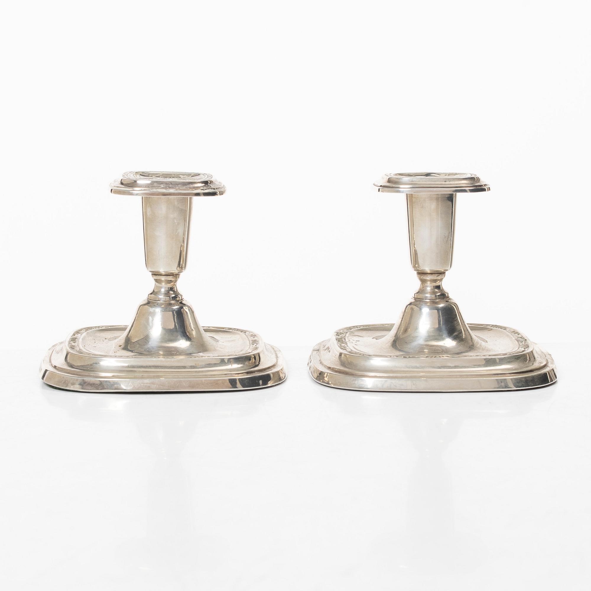 Candelsticks, 3 pairs, silver, Sweden, 1947-60.